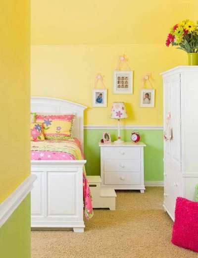 зелёно-жёлтая комната девочки
