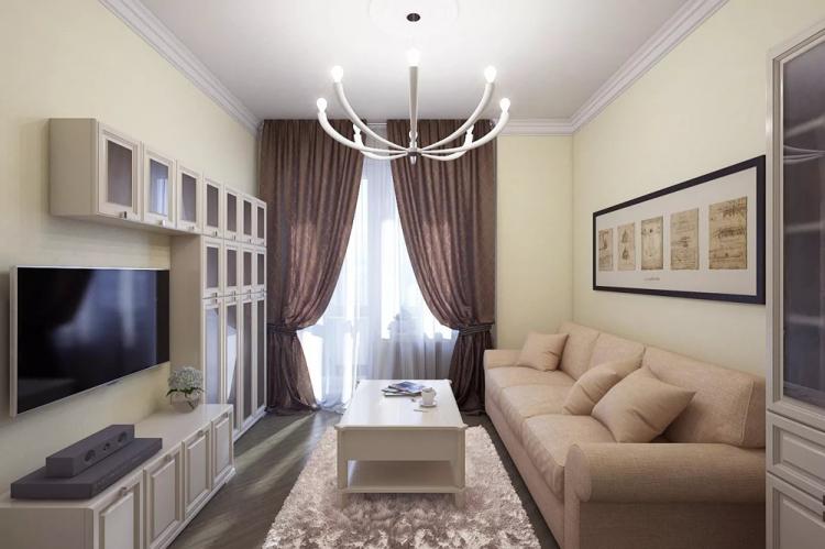 Дизайн гостиной 18 кв.м. - фото реальных интерьеров