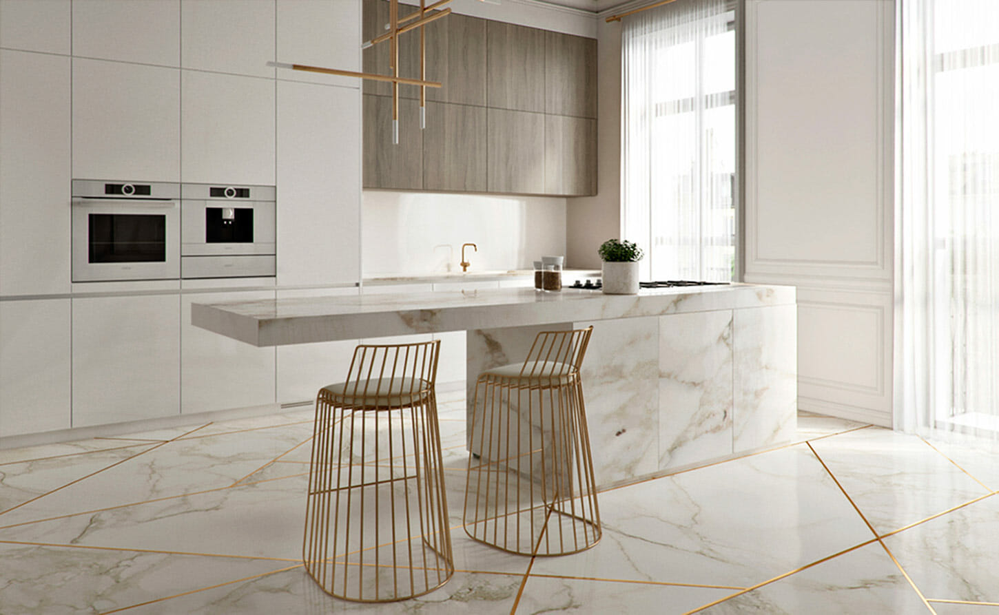 minimalist interior design kitchen marble